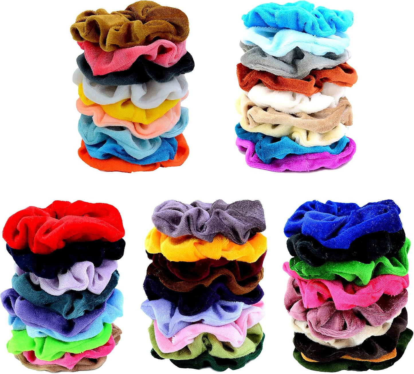 45-Piece Velvet Hair Scrunchies Set - Elastic Hair Bands and Ties for Women and Girls - Hair Accessories