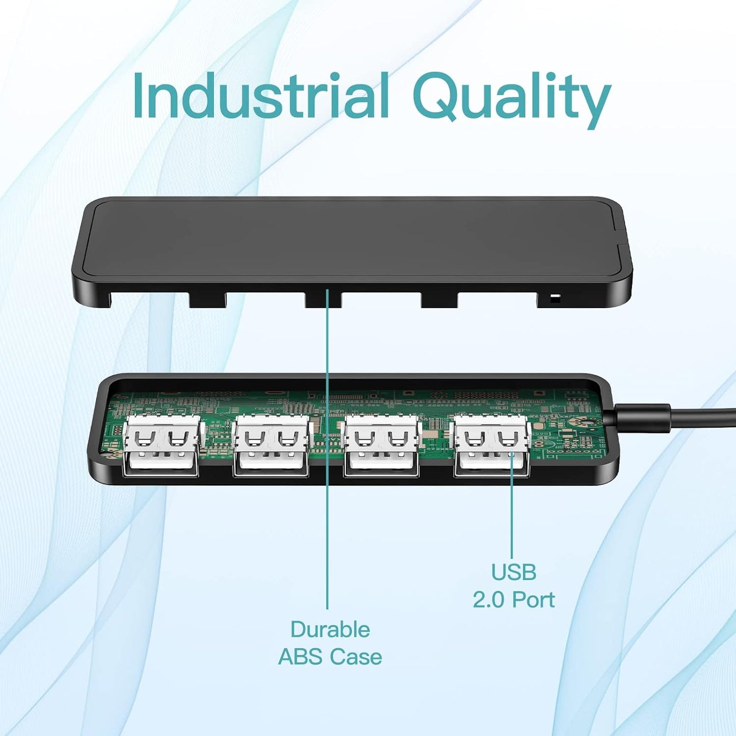 4-Port USB Hub Adapter - Multi USB Port Expander for Laptops, USB Flash Drives, Mobile HDD (30cm)