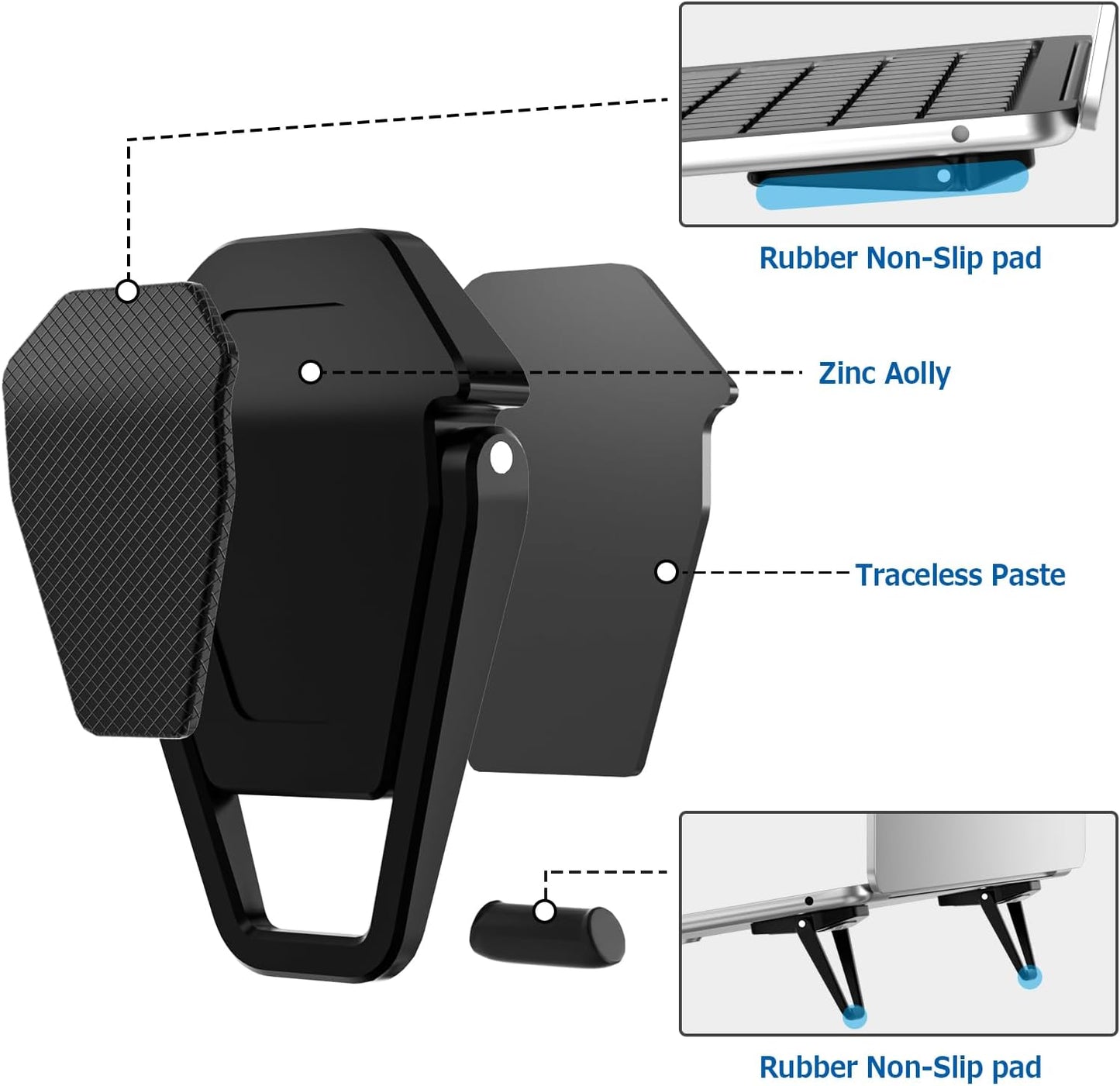 Portable Invisible Laptop Stand (2-Pack) - Mini Aluminum Cooling Pad and Ergonomic Lightweight Desk Stand 12-17 Inch Tablets/Laptops - Black