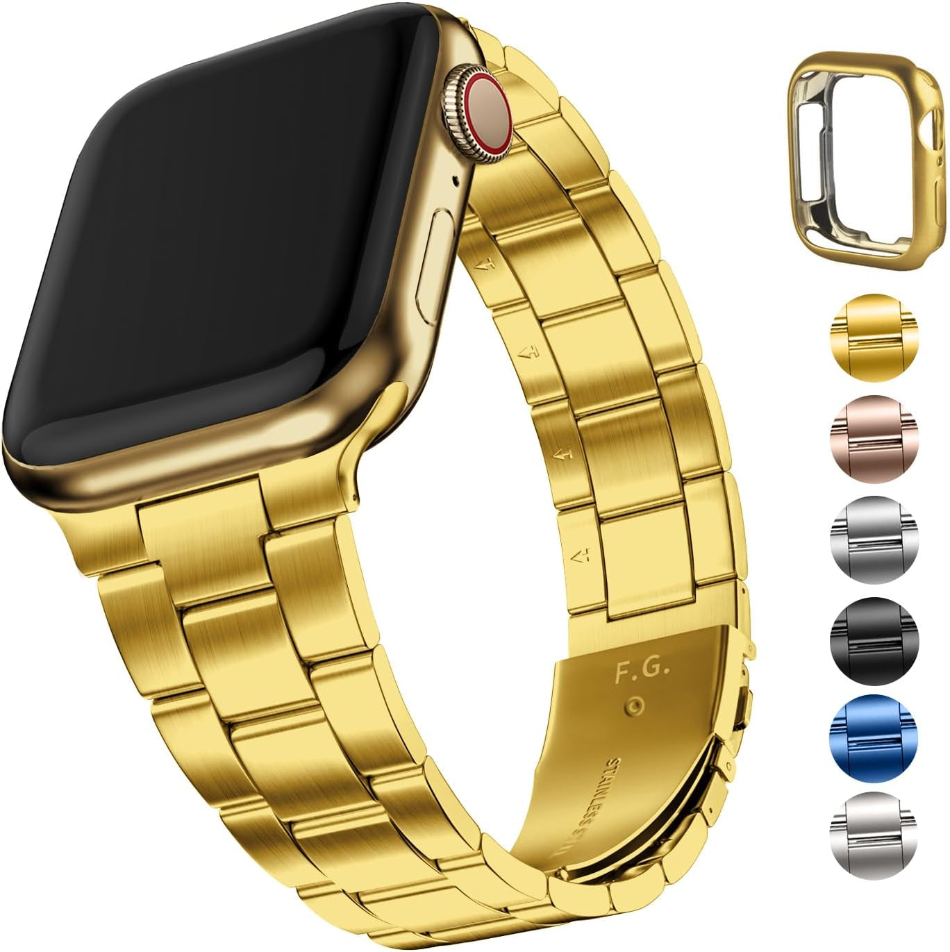 Stainless Steel Apple Watch Band with Case - Compatible with 38mm to 45mm Models, Including Ultra 2 and Series 1-9