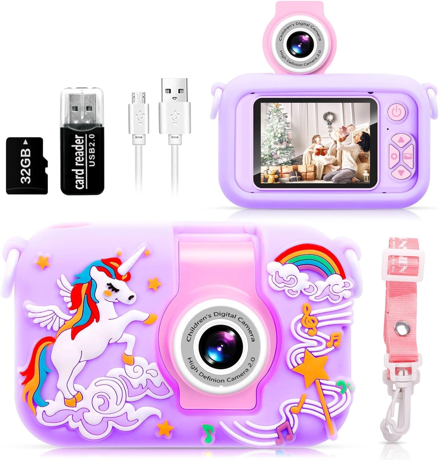Digital Camera for Kids with 2.4-Inch IPS Screen, 180° Flip Lens, and Built-in Games - Gift for Ages 4-11