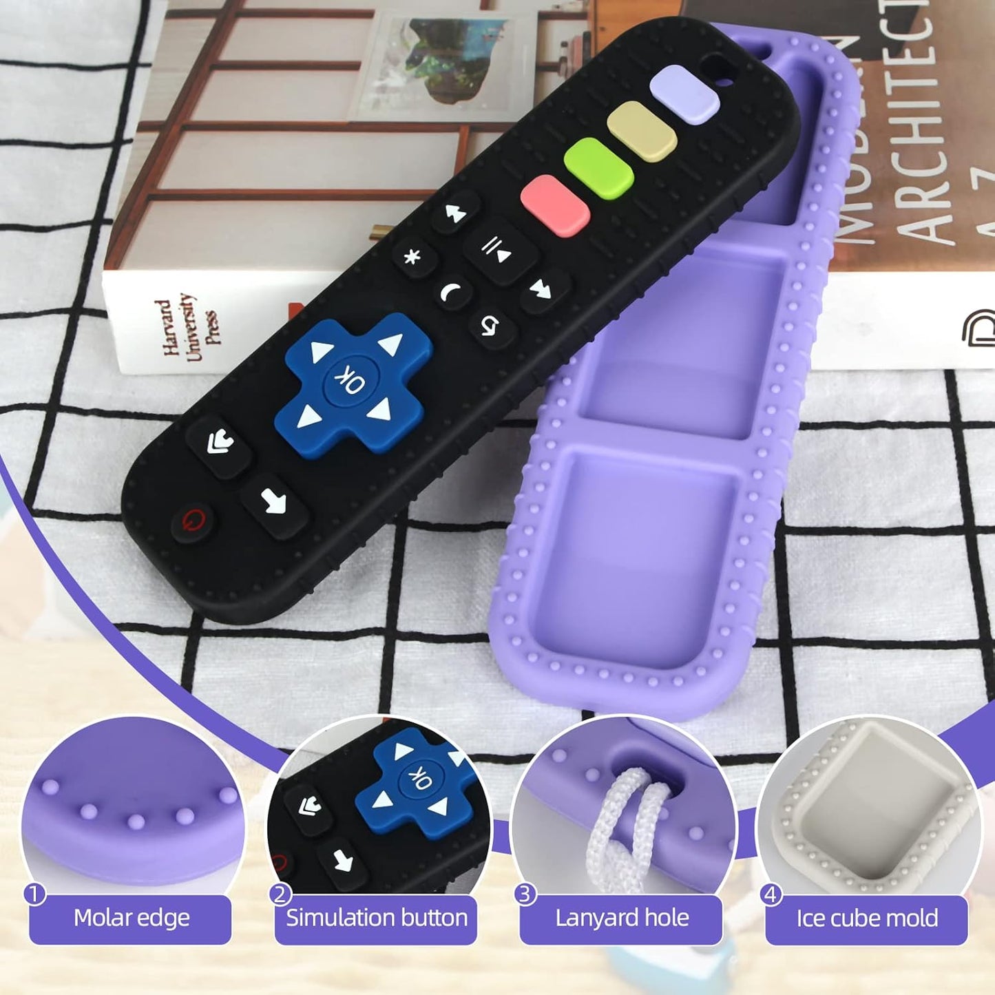 Silicone Baby Teether Toy Chew - Babies 0-24 Months, Teething Relief Baby Toys - Remote Control Shape BPA Free(3 Pack)