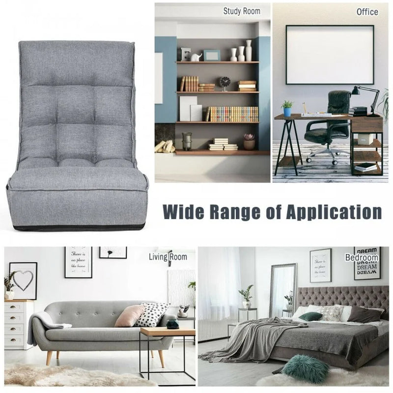 4-Position Adjustable Floor Chair Folding Lazy Sofa