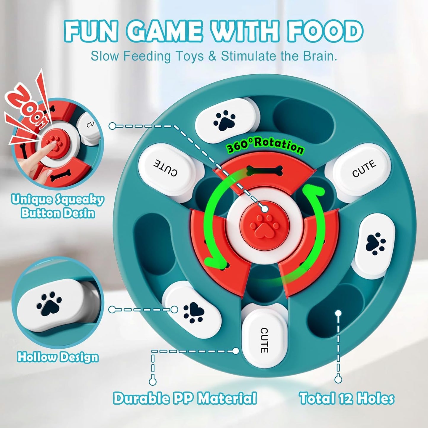Interactive Dog Puzzle Toys - IQ Training, Brain Stimulation - Treat Dispensing Enrichment Toys, Puppies, Cats, Dogs