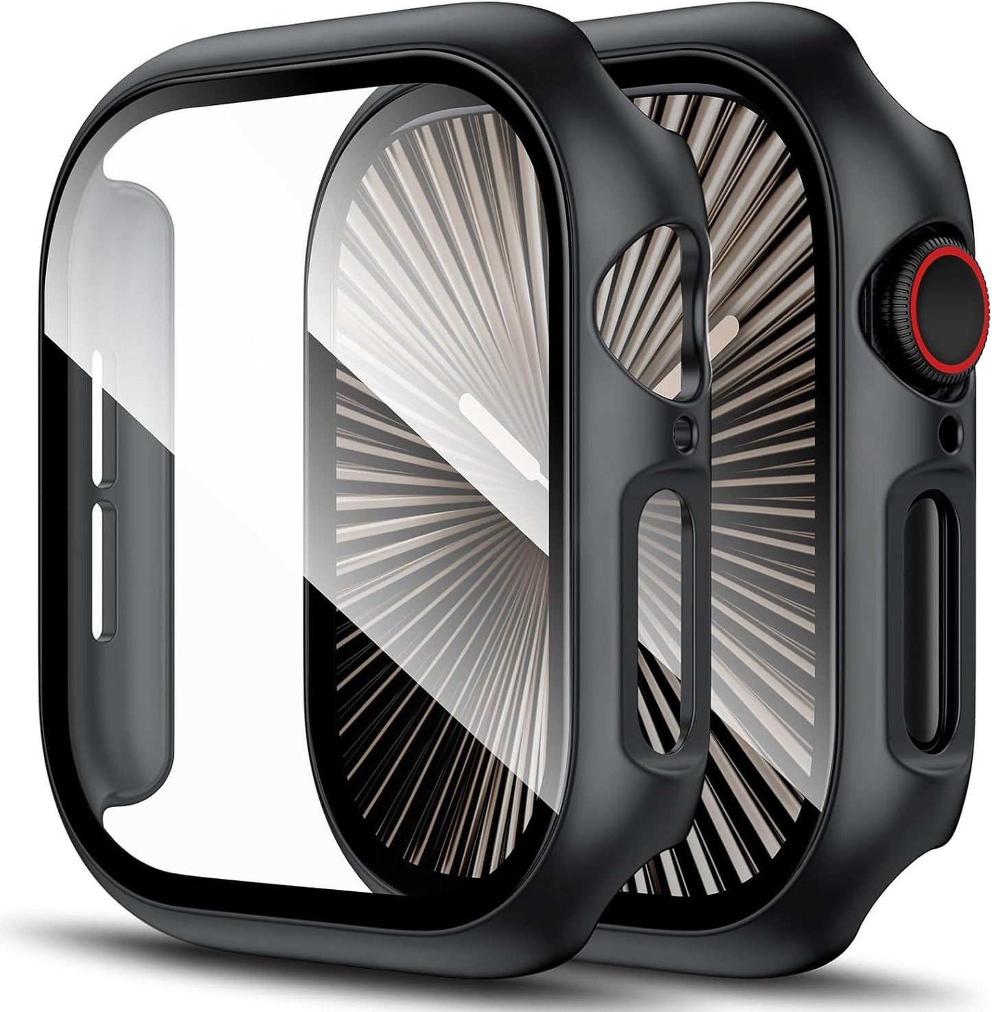 2-Pack Premium Hard PC Case with Tempered Glass Screen Protector for Apple Watch Series 10 (46mm) - Touch Sensitive, HD Ultra-Thin, Full Protective Cover in Black