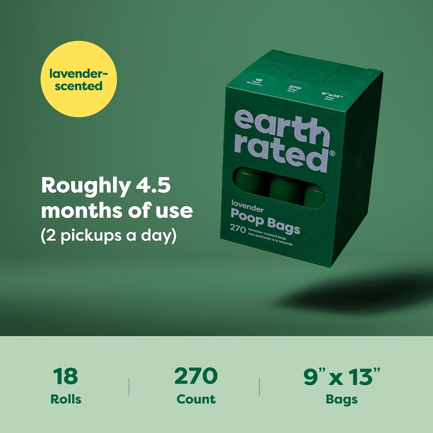 Lavender Scent Leak-Proof Extra Thick Dog Waste Bags - 270 Count Refill Rolls