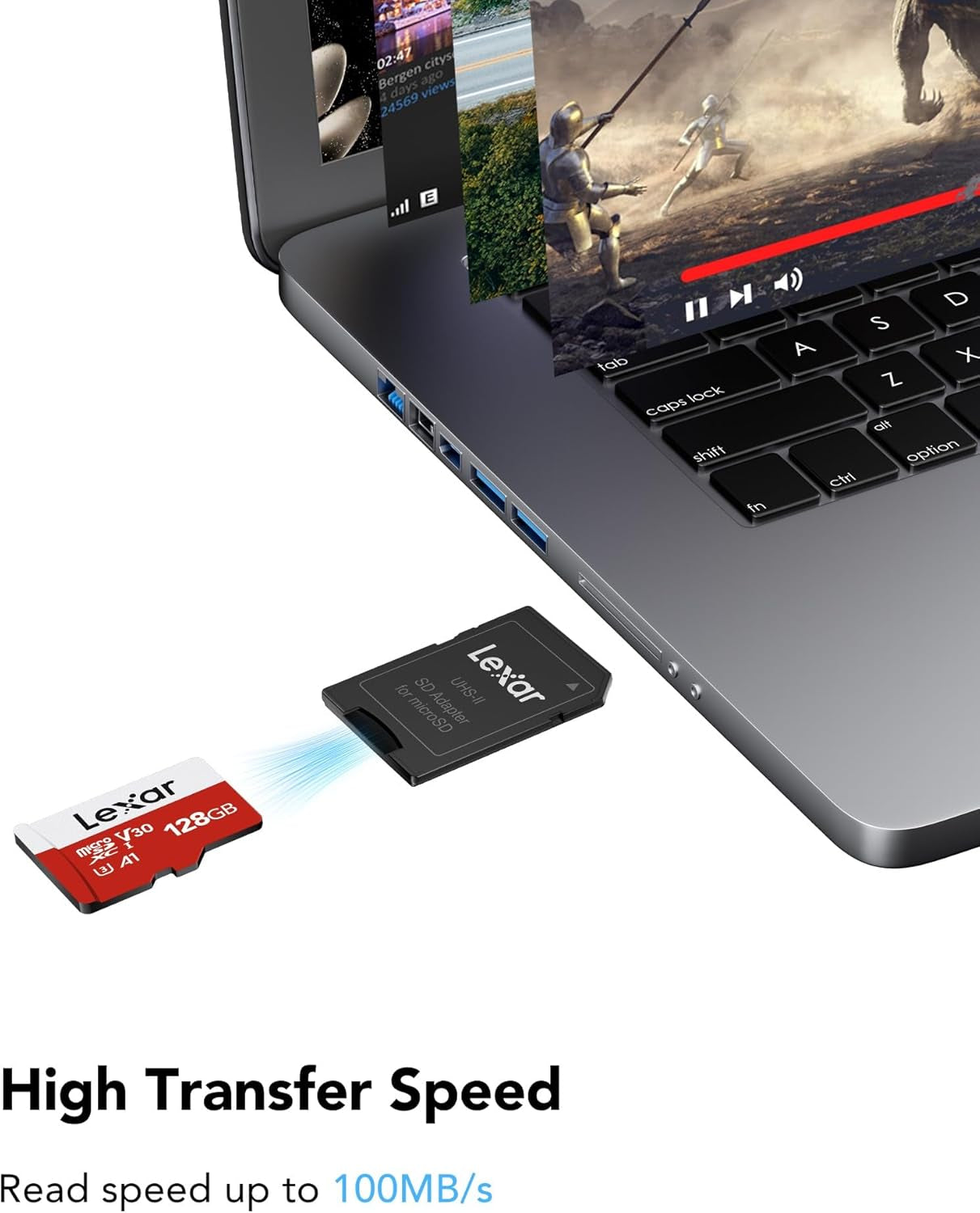 128GB Micro SD Card - UHS-I Flash Memory Card with Adapter, Up to 100MB/s, A1, U3, Class 10, V30, High-Speed TF Card