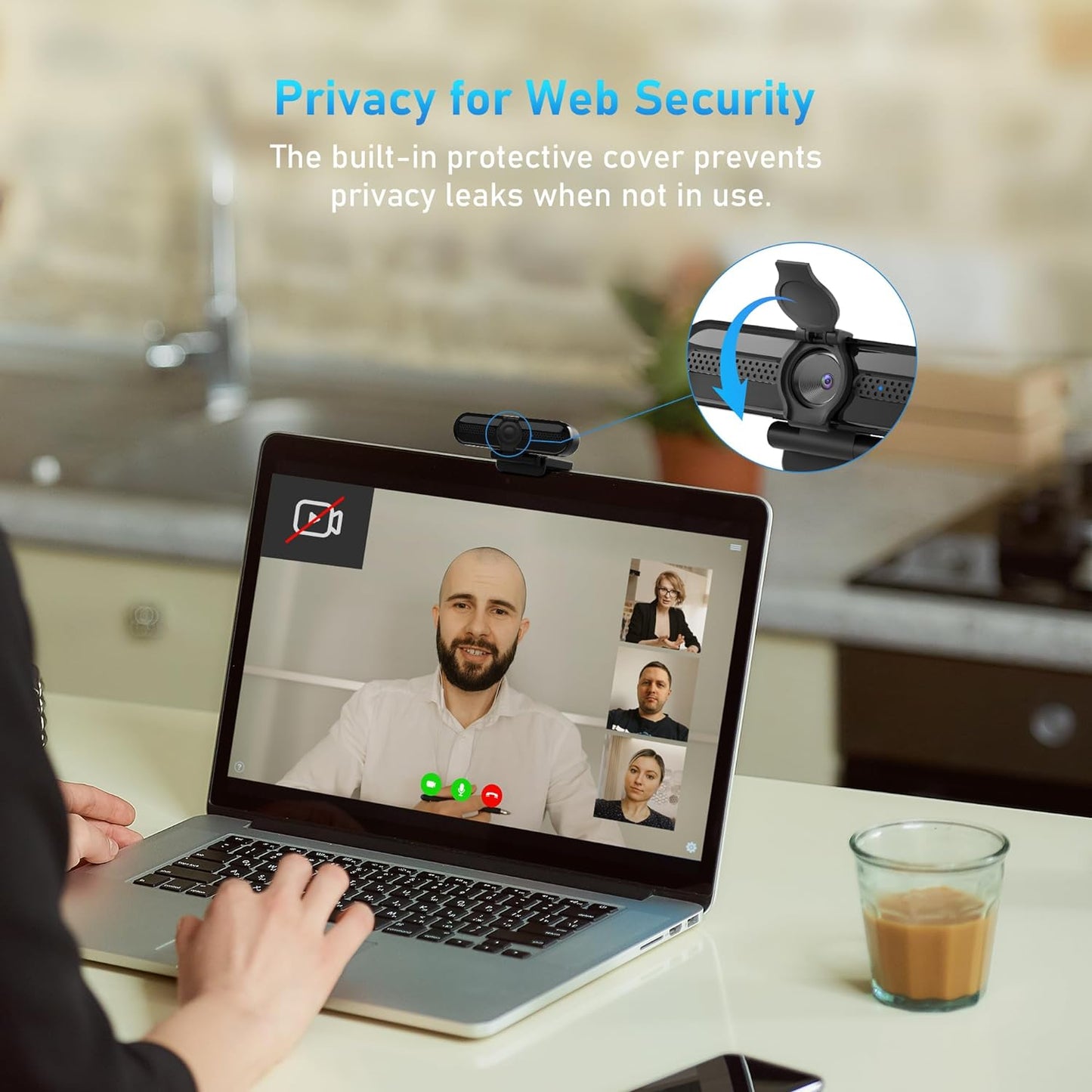 2K High-Definition Webcam with 30FPS Streaming, 1080P at 60FPS, Autofocus, Dual Noise-Cancelling Microphones, and Tripod