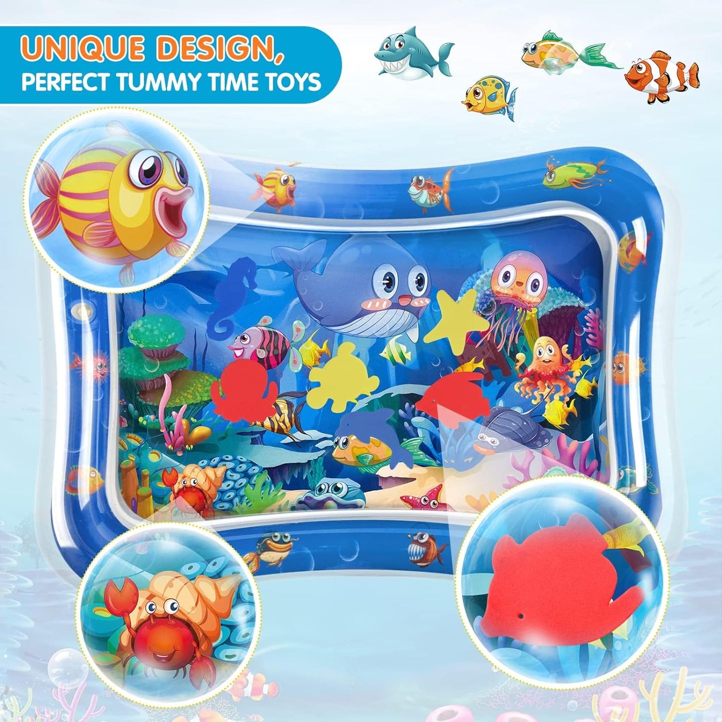 Premium Inflatable Tummy Time Water Play Mat for Infants and Toddlers (3 to 24 Months) - Enhances Muscle Development