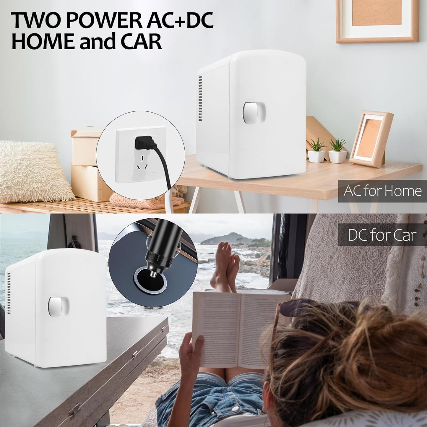 Compact 4L Personal Mini Fridge for Drinks and Skincare - Portable Cooler and Warmer for Office Use (White)