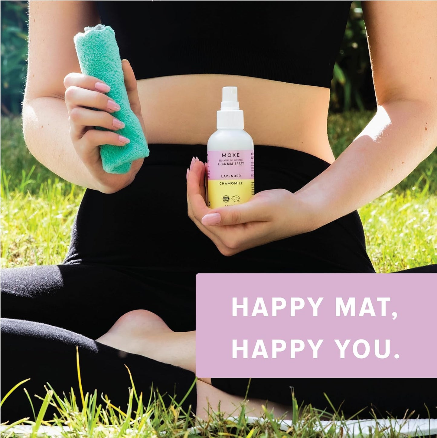 Yoga Mat Cleaner with Lavender & Chamomile Essential Oils, 4 oz - Safe for All Mats & Exercise Equipment, Odor & Sweat Protection