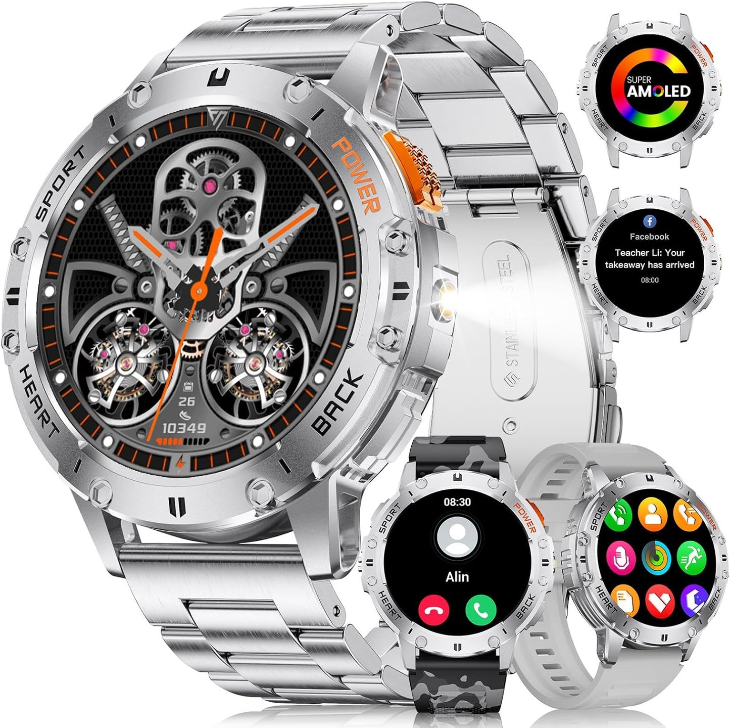Smart Watch - Bluetooth Calling, 1.43" HD AMOLED Fitness Tracker, IP68 Waterproof, 100+ Sports Modes, 530mAh Battery, Heart Rate and Sleep Monitoring