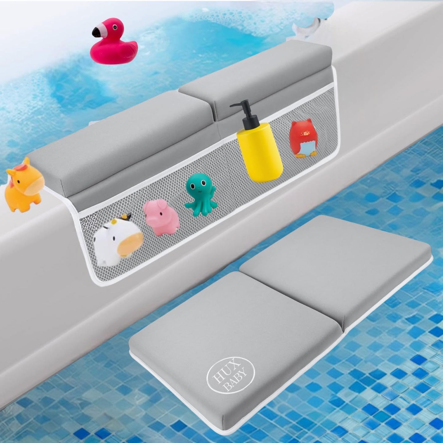 Professional Baby Bath Kneeler and Elbow Rest Pad Set with Bath Mat Accessories