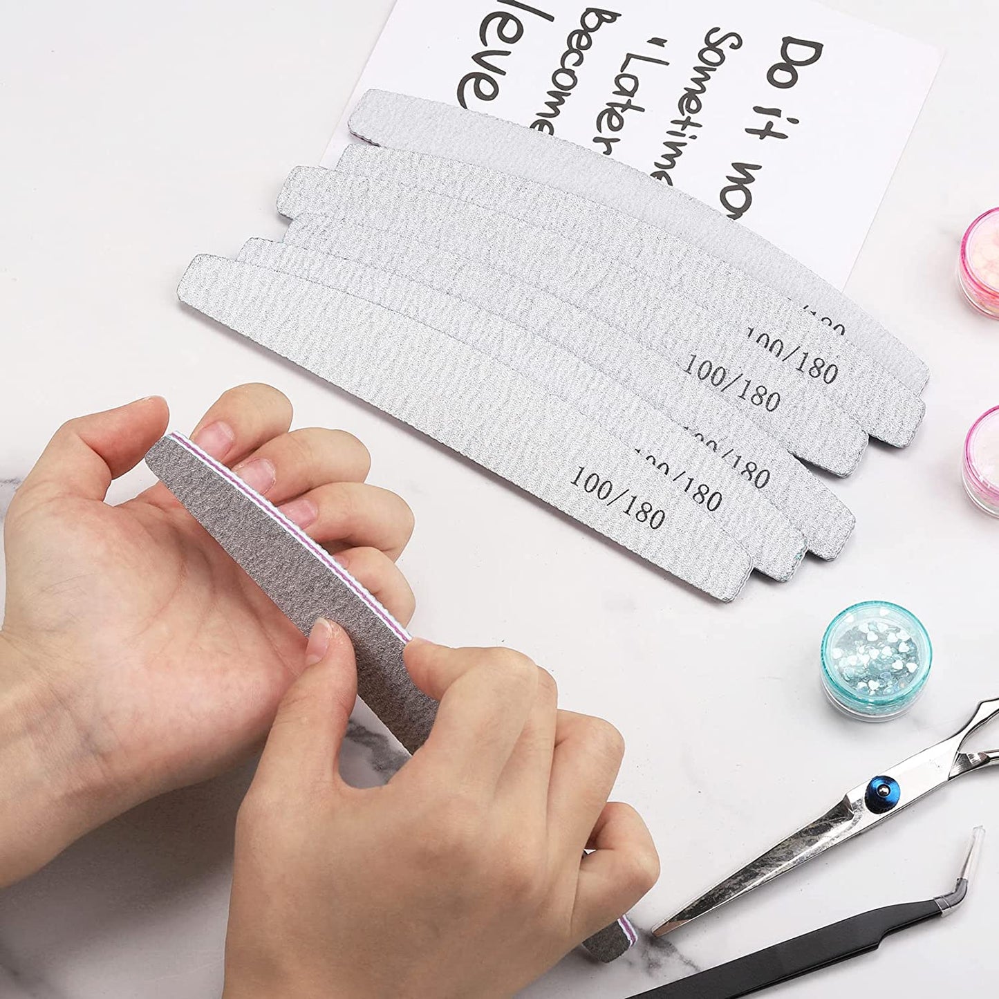 25-Piece Nail File Set - 100/180 Grit Double-Sided Emery Boards for Acrylic and Natural Nails