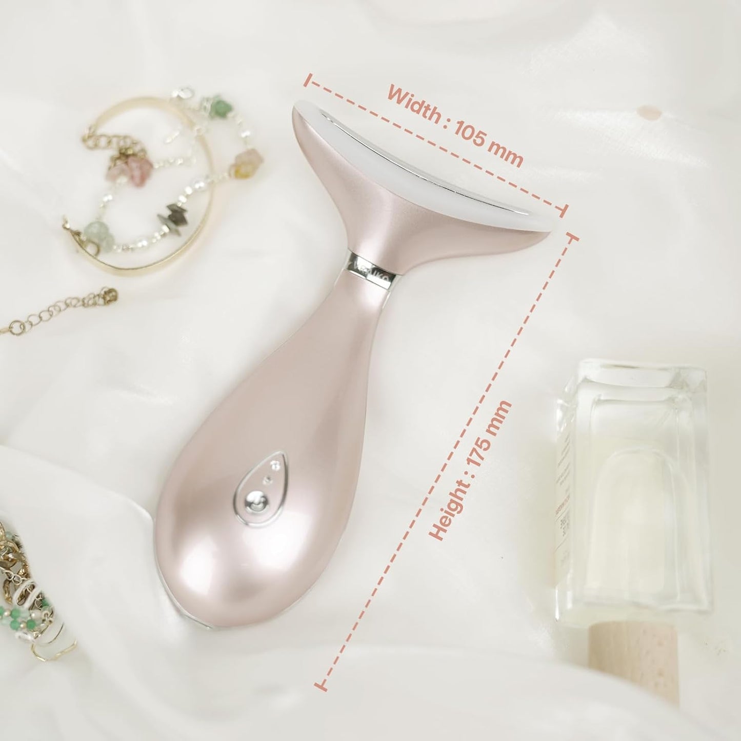 3-in-1 Skin Rejuvenation Beauty Device: Neck and Face Massager, At-Home Facial Spa Tool, and Microglow Handset in Rose Gold