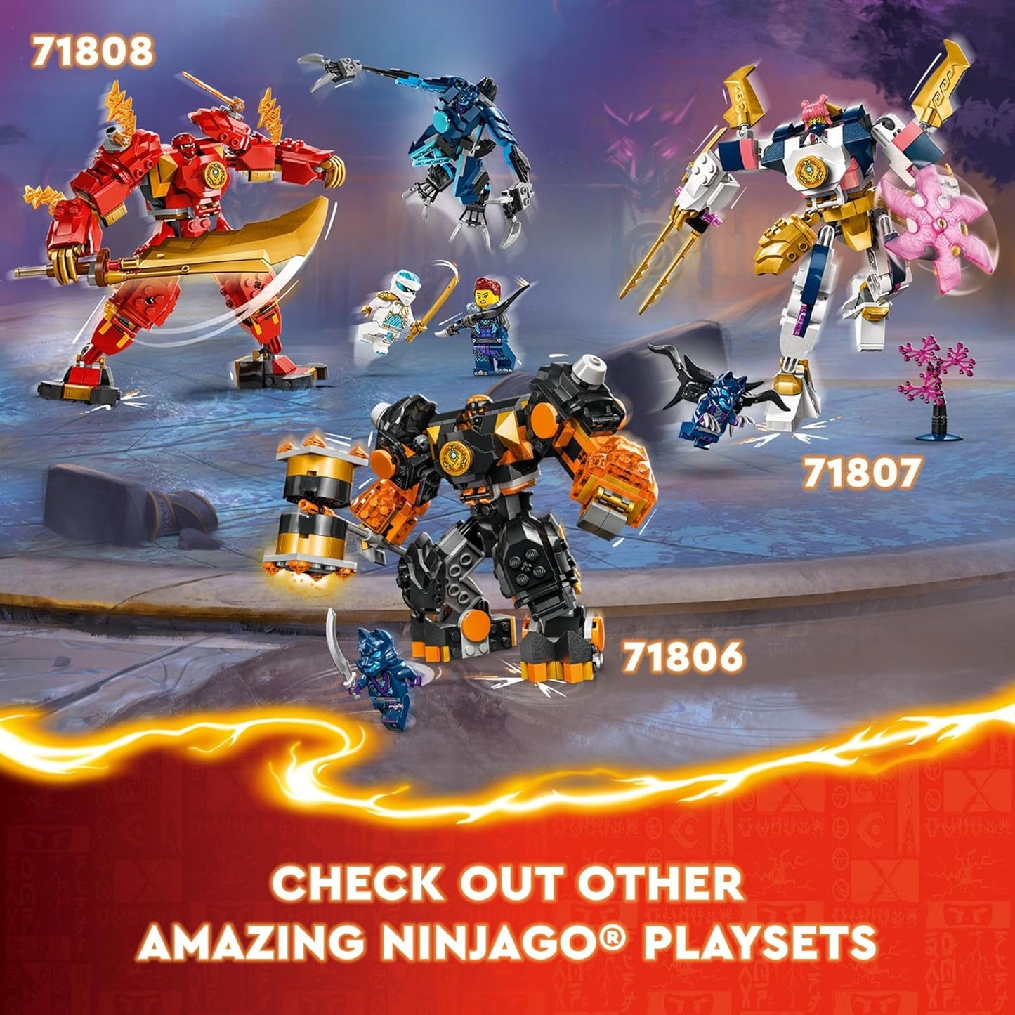 NINJAGO Cole’S Elemental Earth Mech Mini Ninja Toy, Customizable Action Figure Adventure Toy with Cole and Wolf Warrior Minifigures, Ninja Gift for Boys, Girls and Kids Ages 7 and Up, 71806