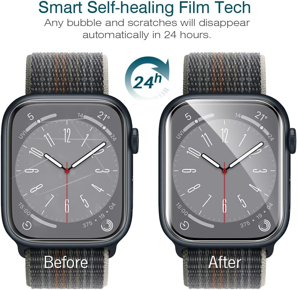 6-Pack Premium Screen Protectors for Apple Watch Series SE/6/5/4/SE 2022 (40mm) and Series 9/8/7 (41mm) - Maximum Coverage, Bubble-Free, Anti-Scratch Flexible TPU Clear Film