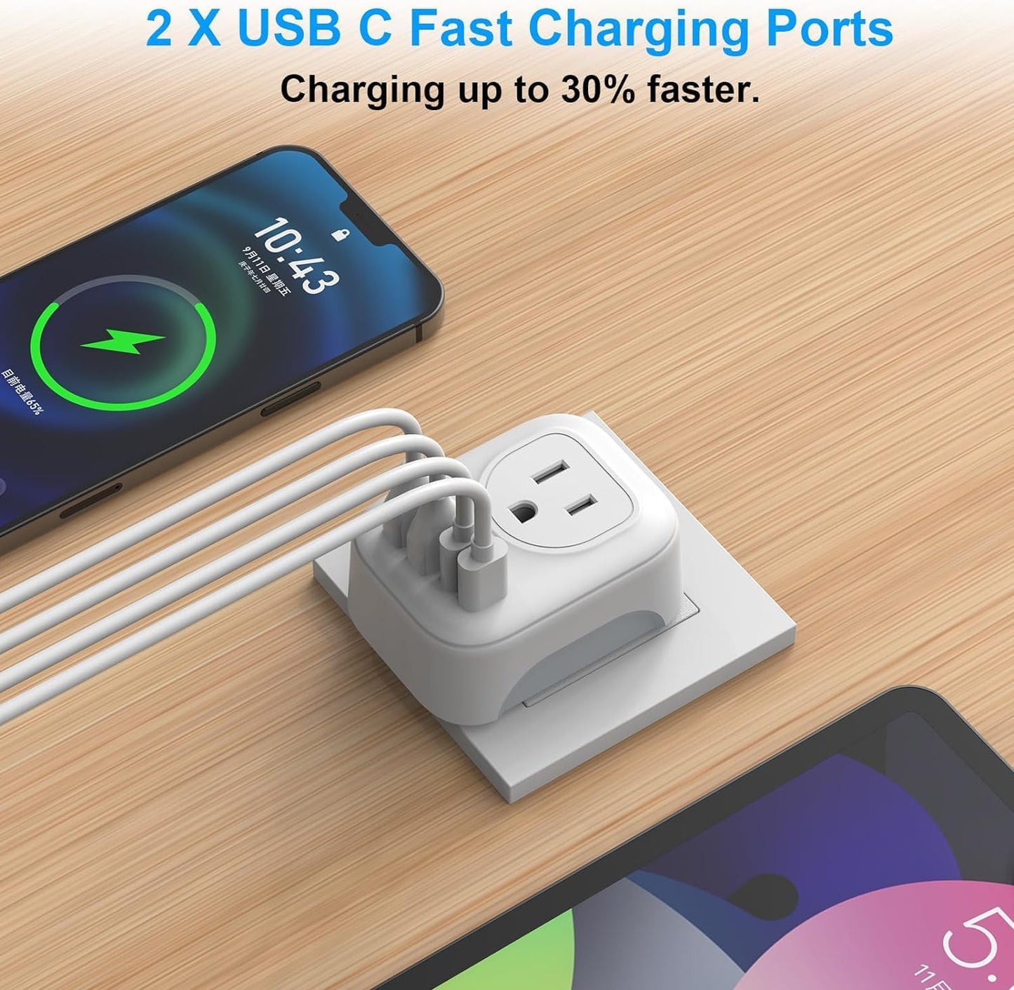 European Travel Plug Adapter Set - 2 Pack International Adapter with Dual Outlets and 4 USB Ports (2 USB-C) - 6-in-1 Type C Charger for US to Europe (Italy, Spain, France)