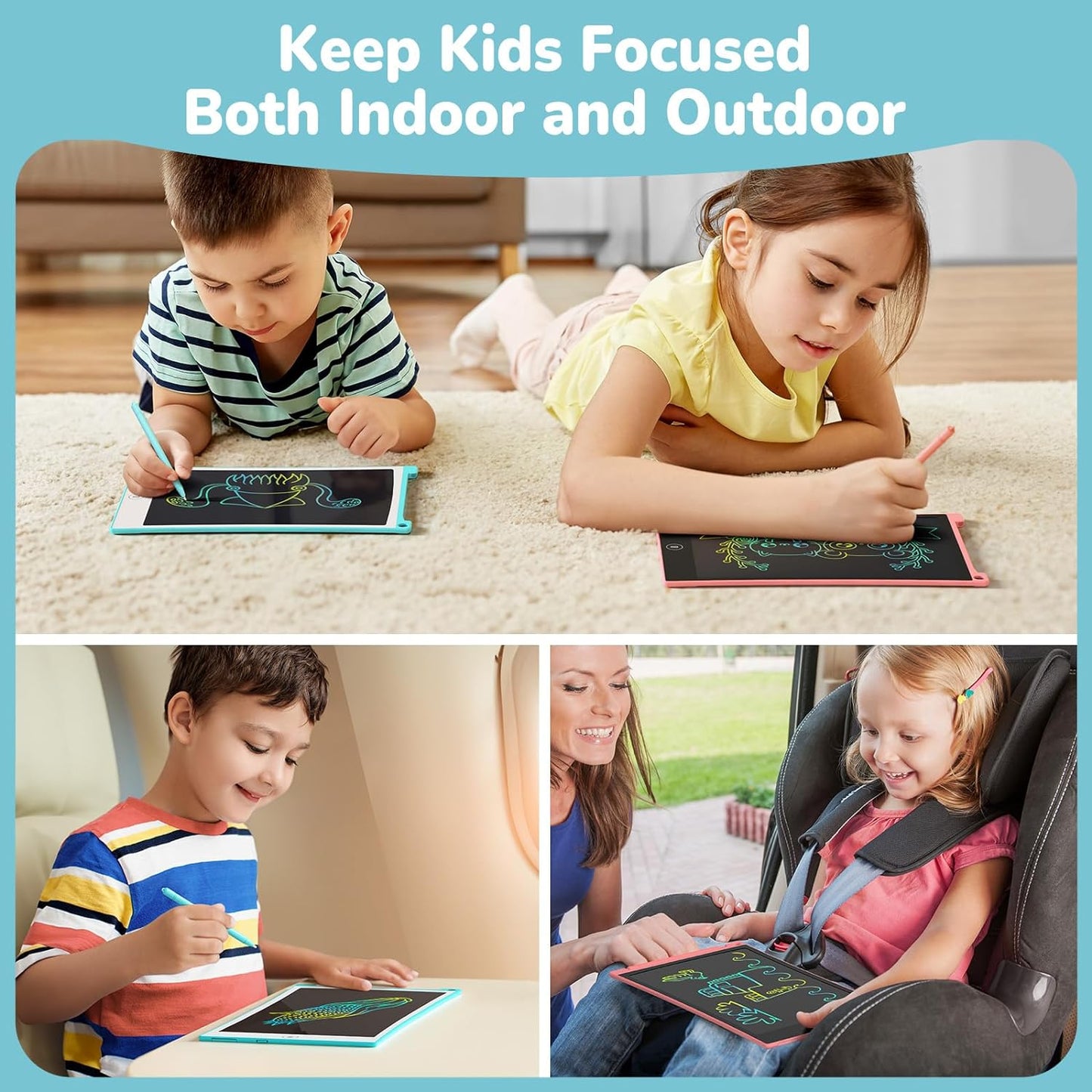 Dual Pack 8.5-Inch LCD Writing Tablet - Colorful Doodle Board for Children, Ideal Travel Activity and Learning Toy for Ages 3+