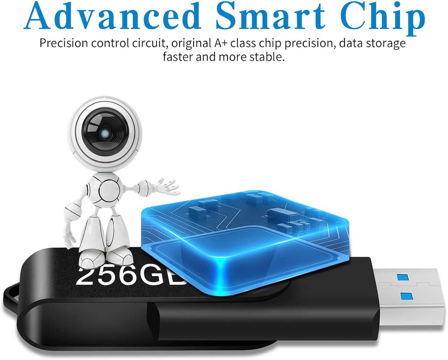 256GB USB Flash Drive - High-Speed Portable Thumb Drive with Keychain - Actual Storage 249GB Approx - Large Capacity Memory Stick