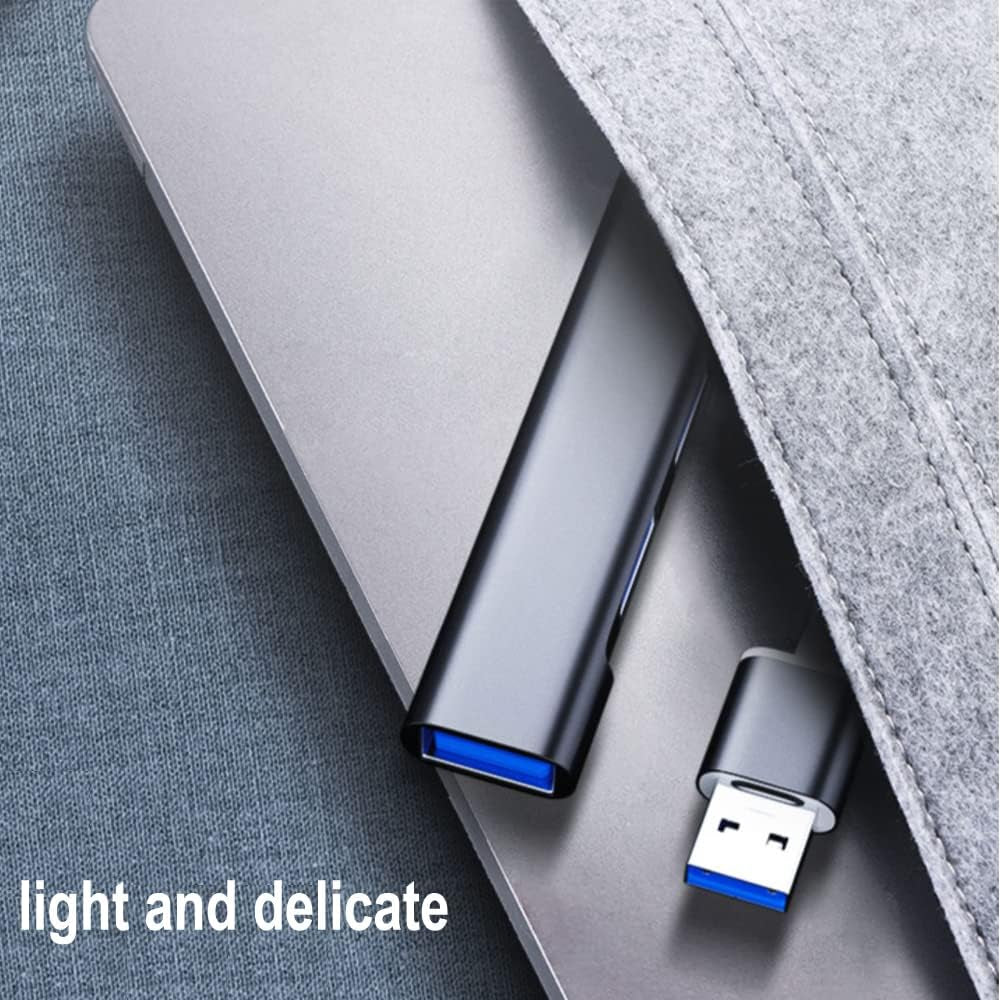 Aluminum USB 3.0 Hub - Portable High-Speed Multi-Port Splitter Adapter for PC, Laptop, DesktopUSB Flash Drives, and Mobile HDDs