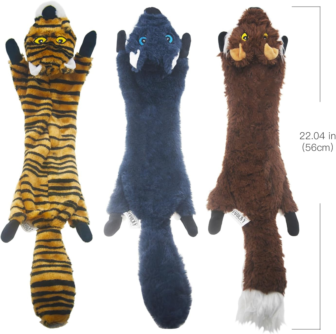 5-Pack Dog Squeaky Toys - Crinkle Plush Chew Toys - Medium, Large Dogs, No Stuffing, Multi-Colored
