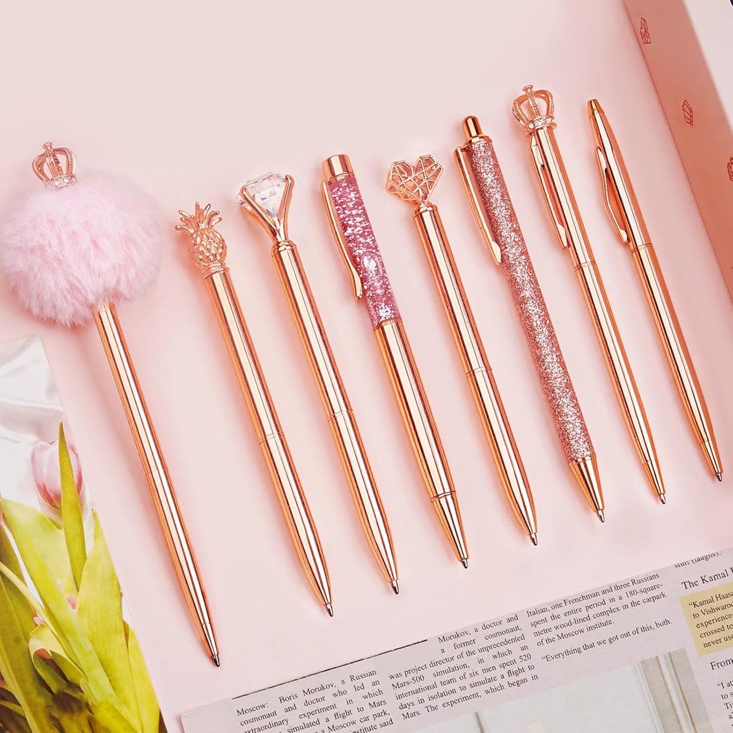 8Pcs Ballpoint Pens Set Purple Pens Set Purple Ballpoint Pen Bling in Black & Blue Ink Metal Crystal Diamond Pen for Journaling Glitter Fancy Pens Gifts for Women Wedding Office