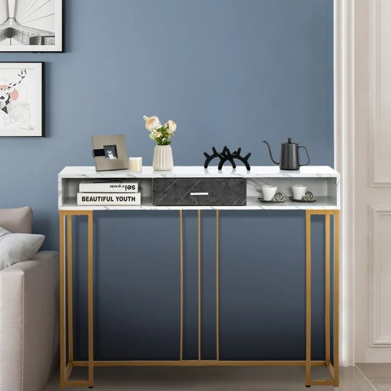 48-Inch Two-Tier Console Table with Drawer
