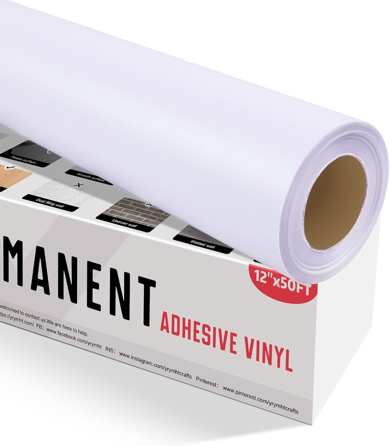 Clear Vinyl Transfer Tape Roll - 12" x 50 ft with Alignment Grid for Silhouette Cameo and Cricut Adhesive Vinyl Applications