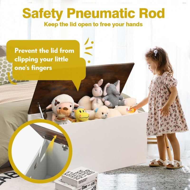 Pneumatic-Assist Flip-Top Storage Chest with Self-Locking Lid