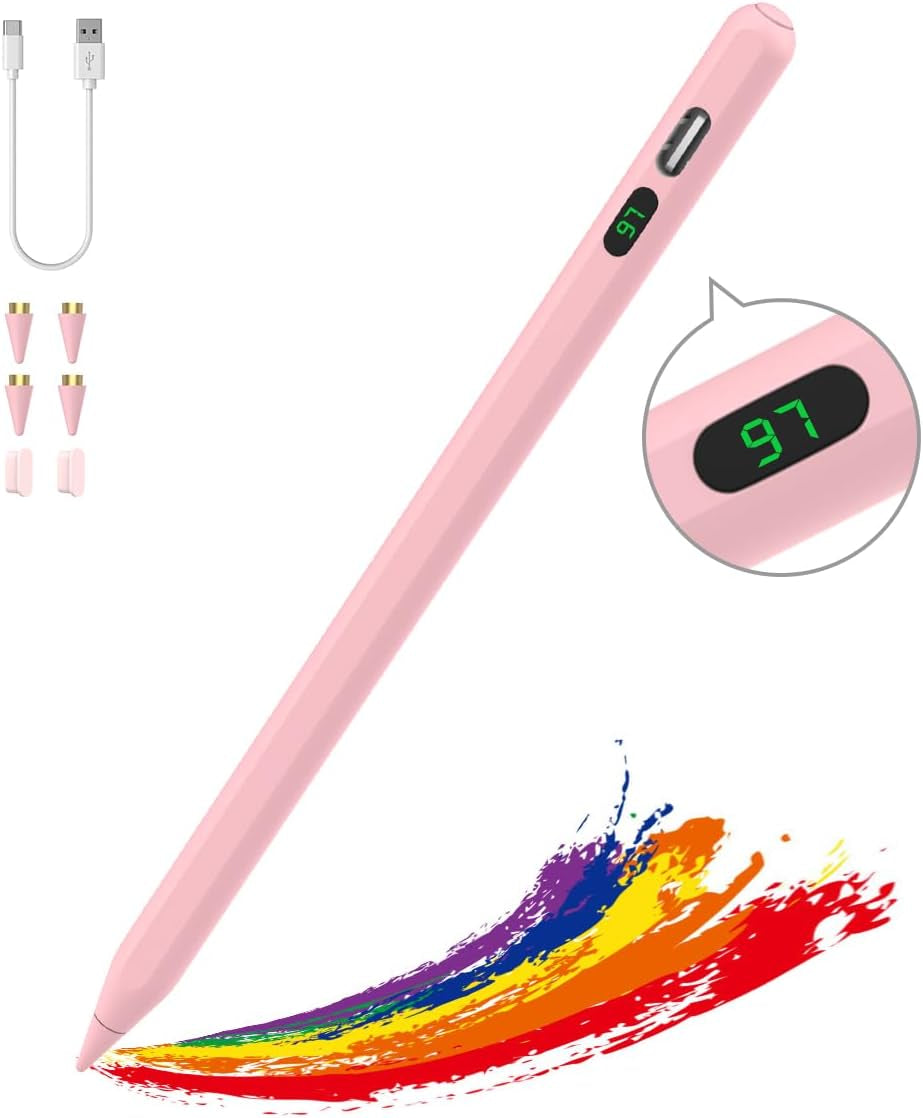 Universal Capacitive Stylus Pen for Touch Screens - Fast Charging Stylus for Apple iPad, iPhone, Samsung, Black