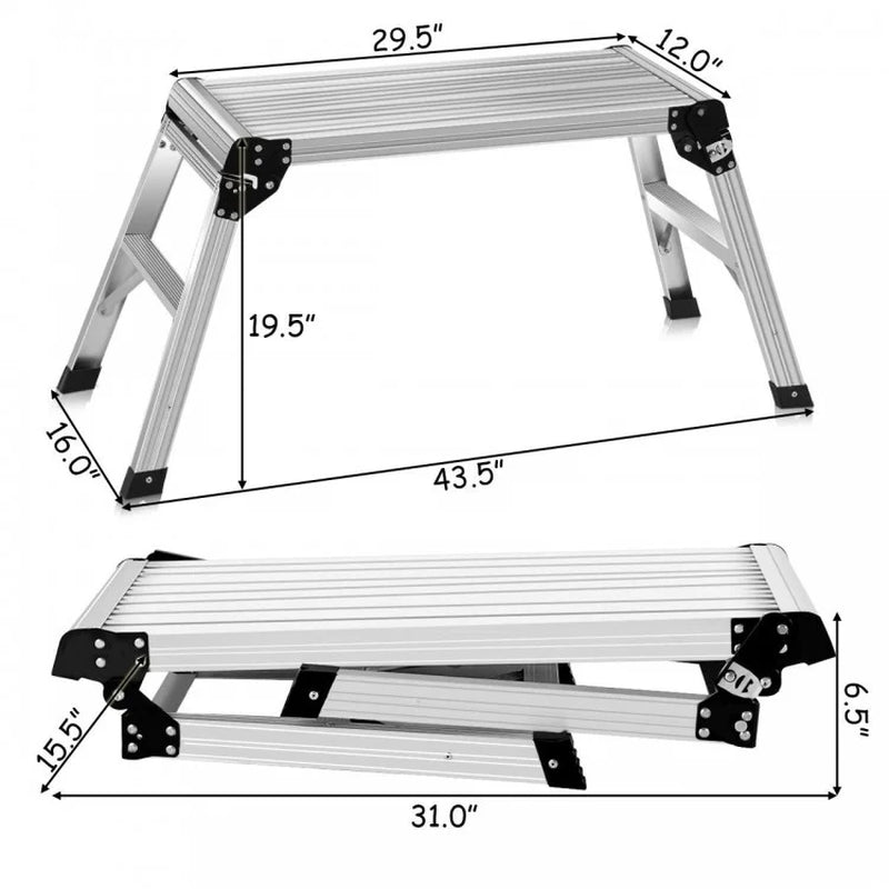 Premium Heavy-Duty Aluminum Folding Step Ladder with Portable Design
