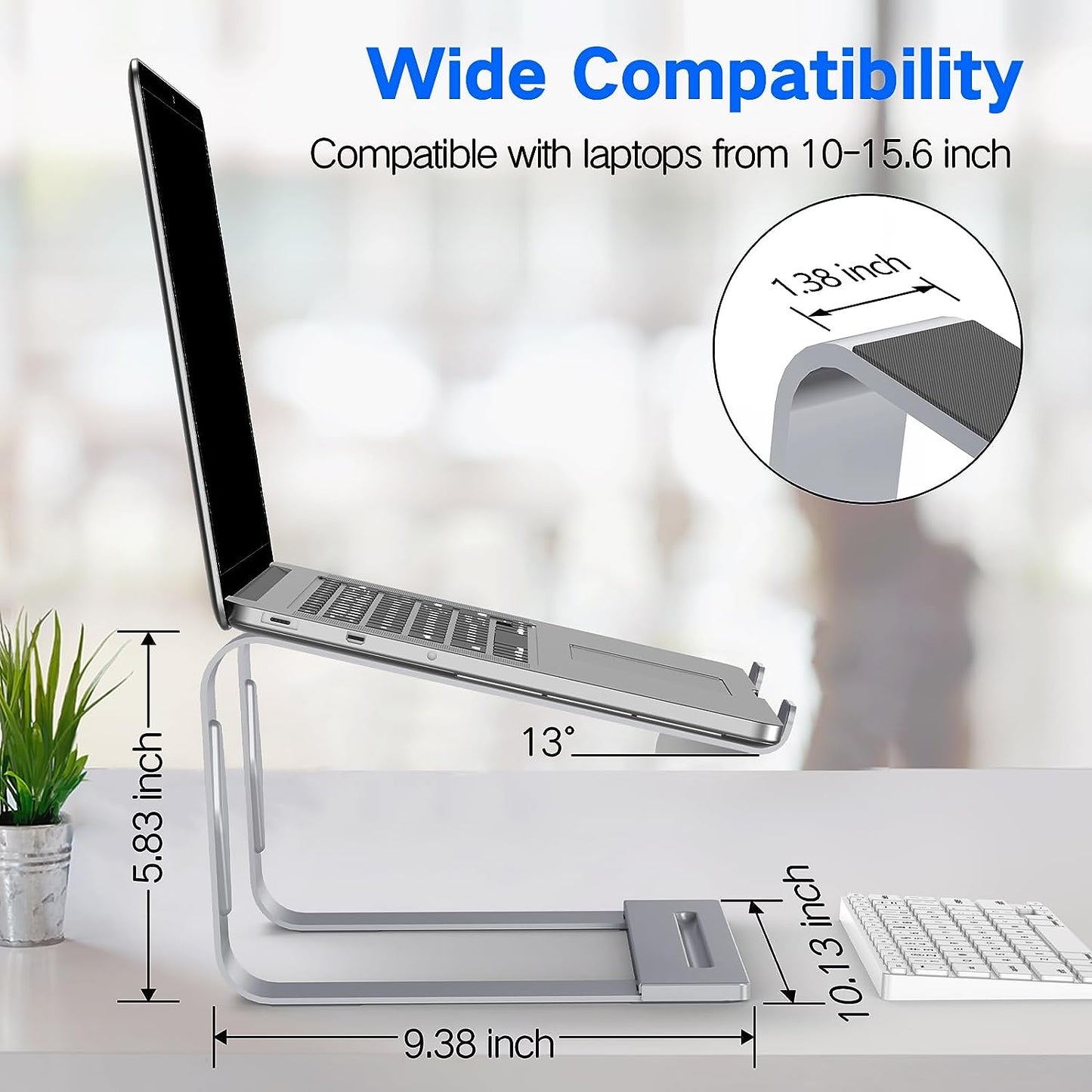 Metal Laptop Stand for Desk - Removable and Ventilated Riser Compatible with 10-15.6” Laptops