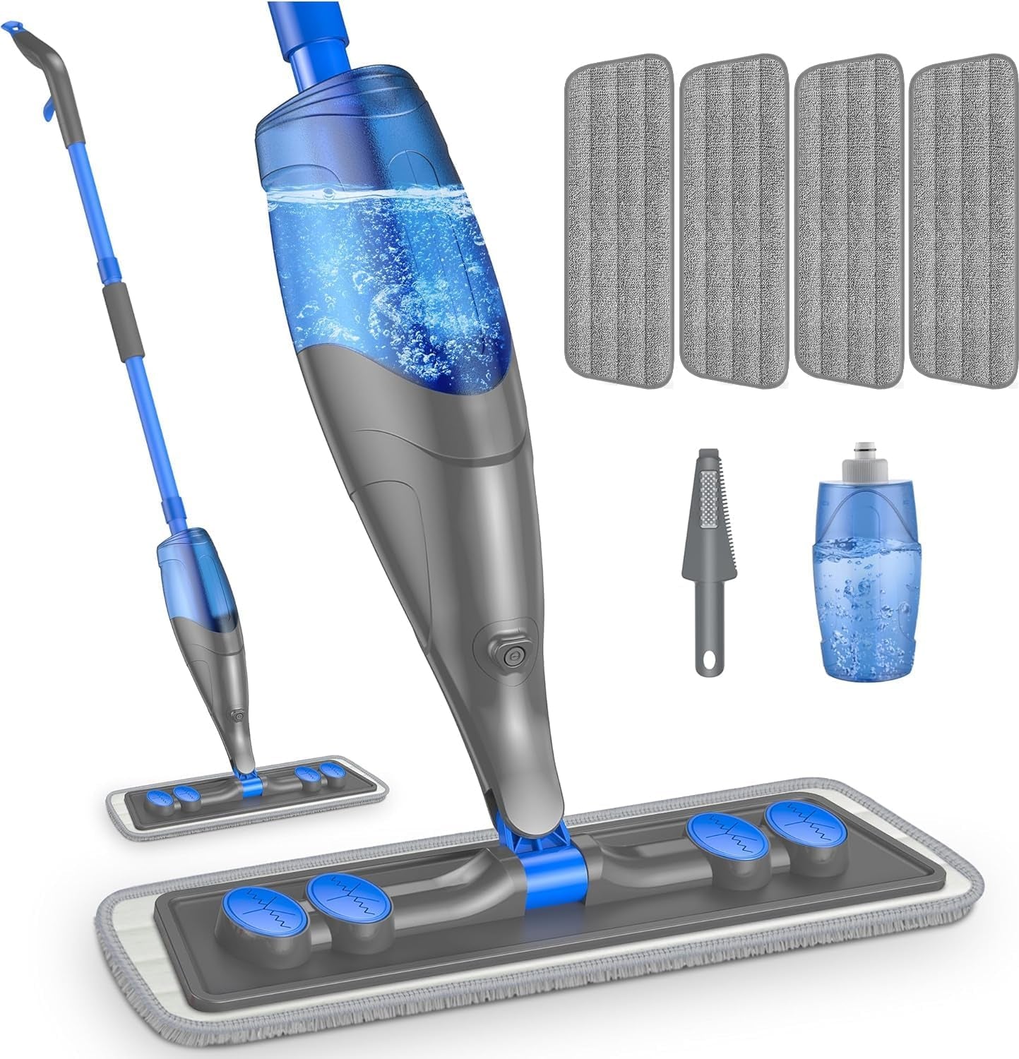 Professional Spray Mop for Efficient Floor Cleaning - Microfiber Flat Mop with Refillable 635ML Bottle and 4 Washable Pads for Hardwood, Laminate, Tile, Wood, Ceramic, and Vinyl Surfaces in Home and Kitchen