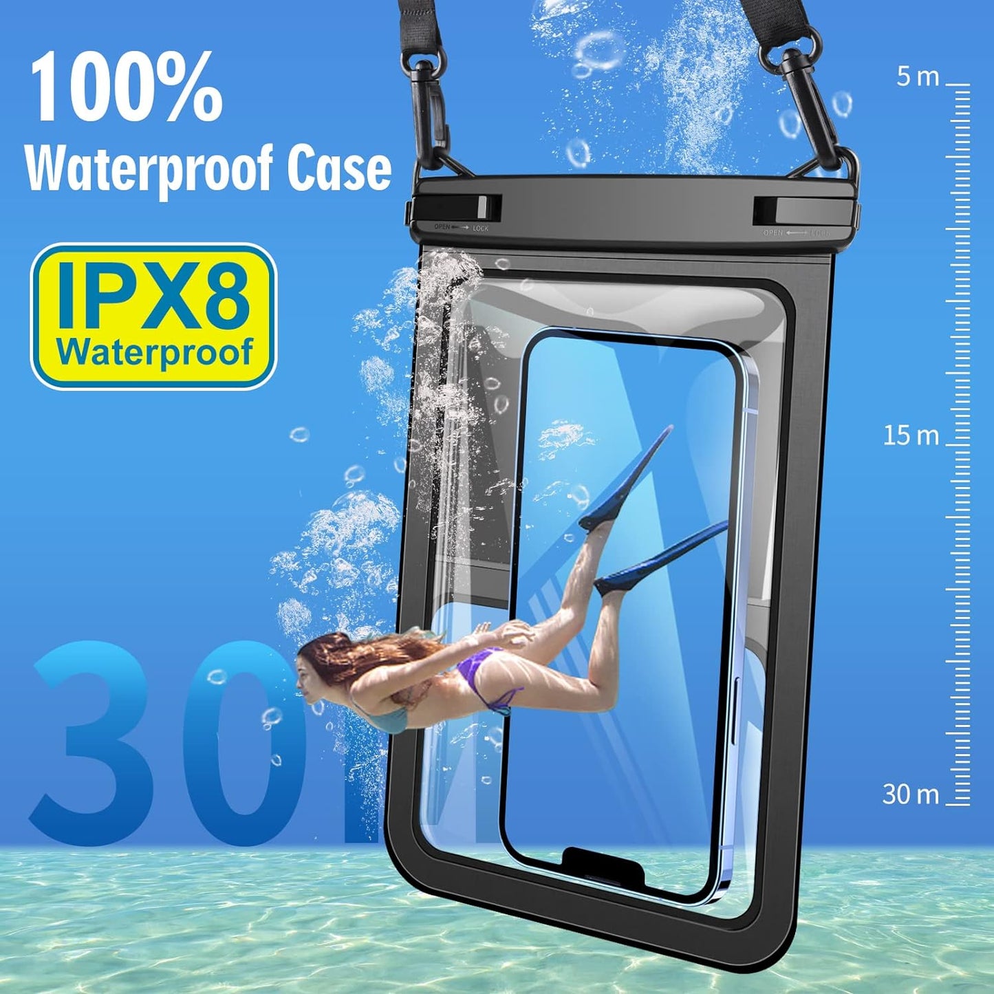 Waterproof Phone Pouch (2-Pack) - Universal IPX8 Phone Case for iPhone, Galaxy S22/S21