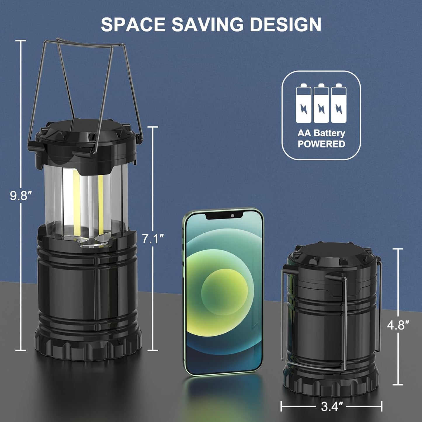 LED Camping Lantern - Portable High-Intensity Outdoor Emergency Light with 12 AA Batteries - Camping, Hiking, Fishing, and Emergency Situations