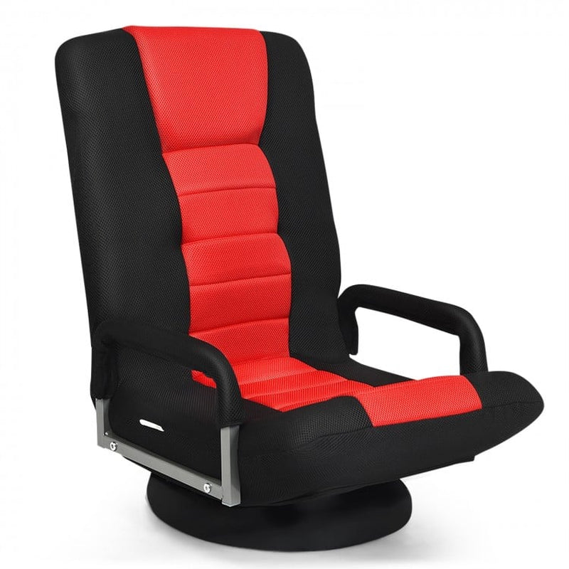 360-Degree Swivel Gaming Floor Chair with Adjustable Backrest and Foldable Design