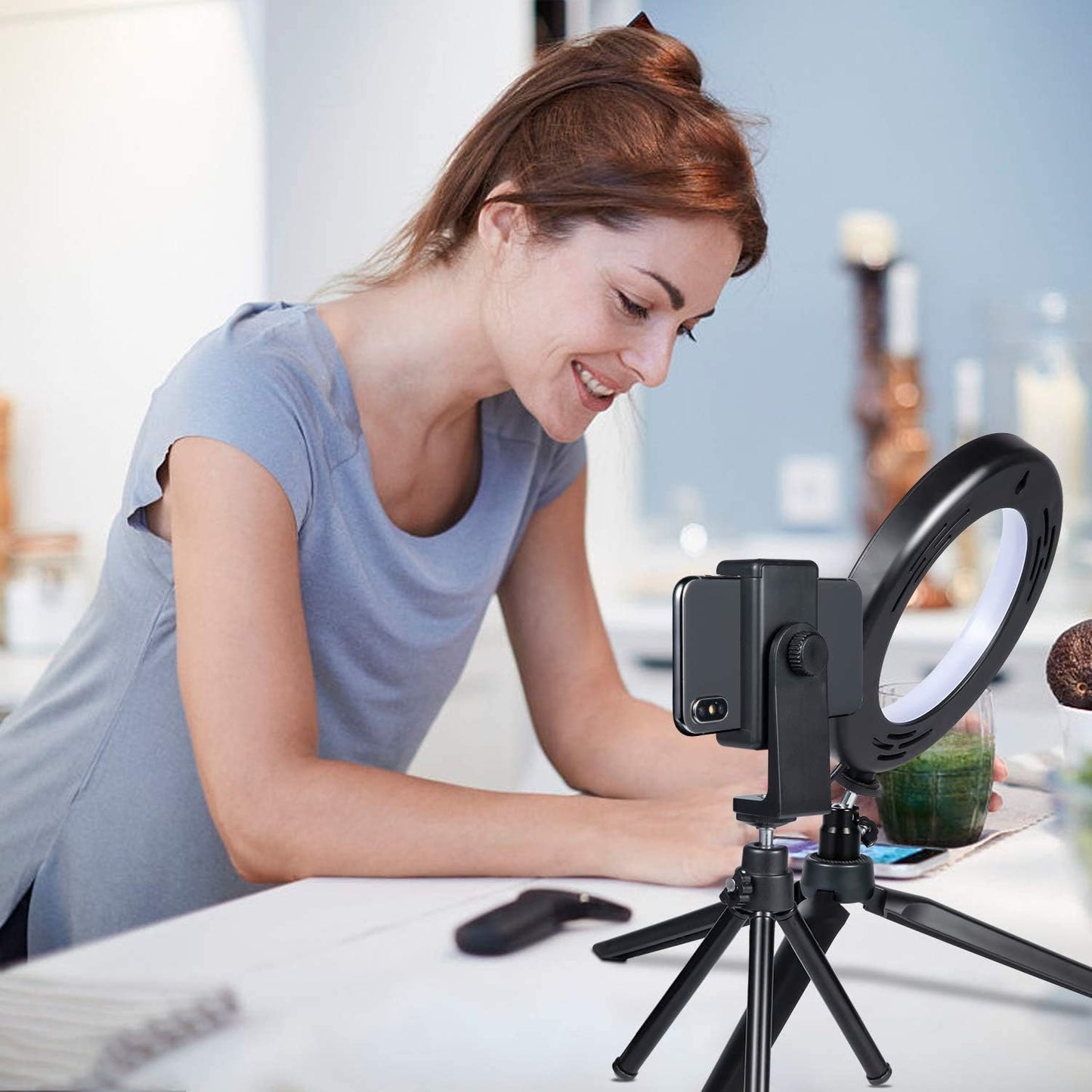 6-Inch LED Ring Light with Tripod Stand, Mini LED Camera Light with Cell Phone Holder