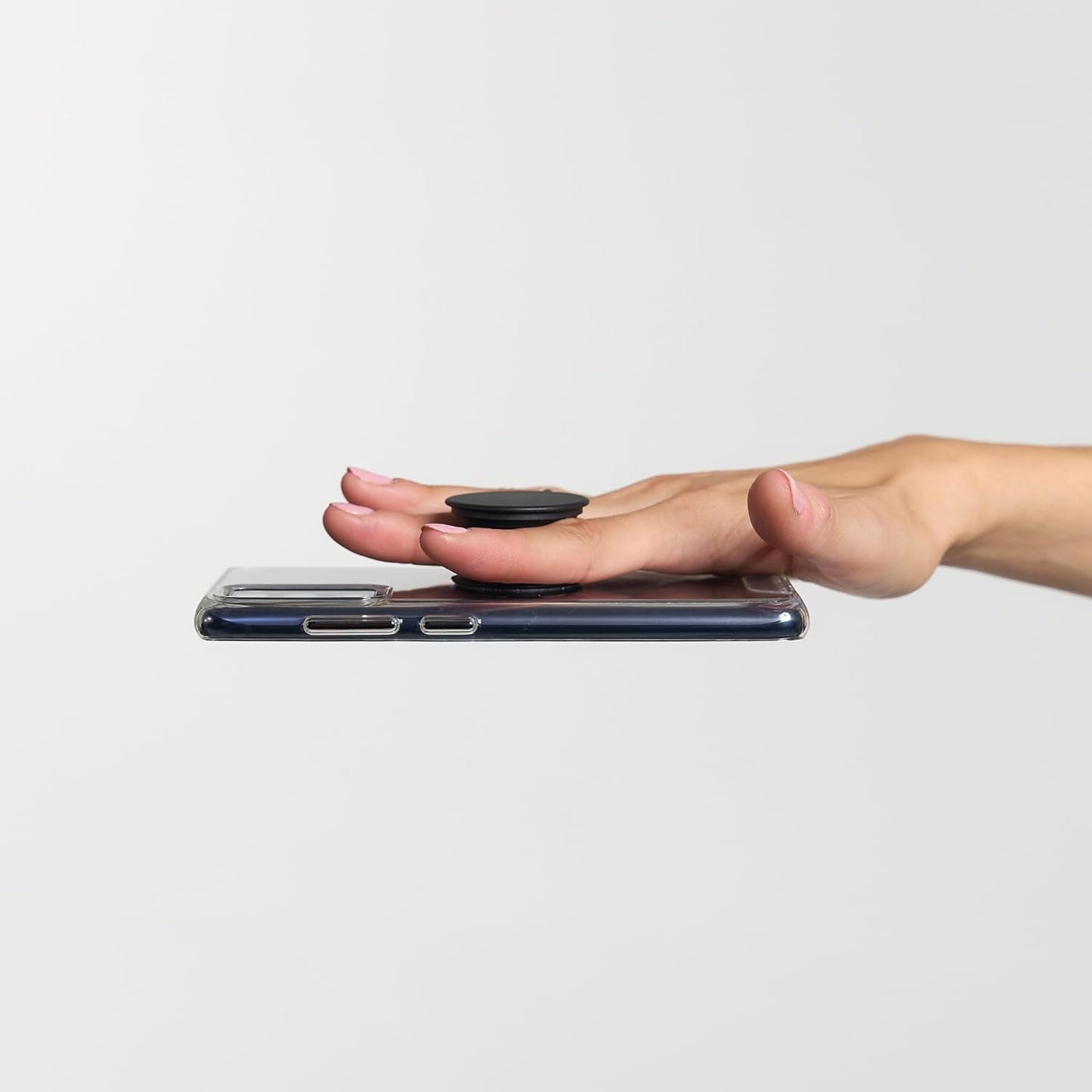 Swappable Adhesive Top Pop-Grip - Drop Protection, Swappable Top, Collapsible, Ergonomic Design, Adhesive for Phones and Tablets - Black