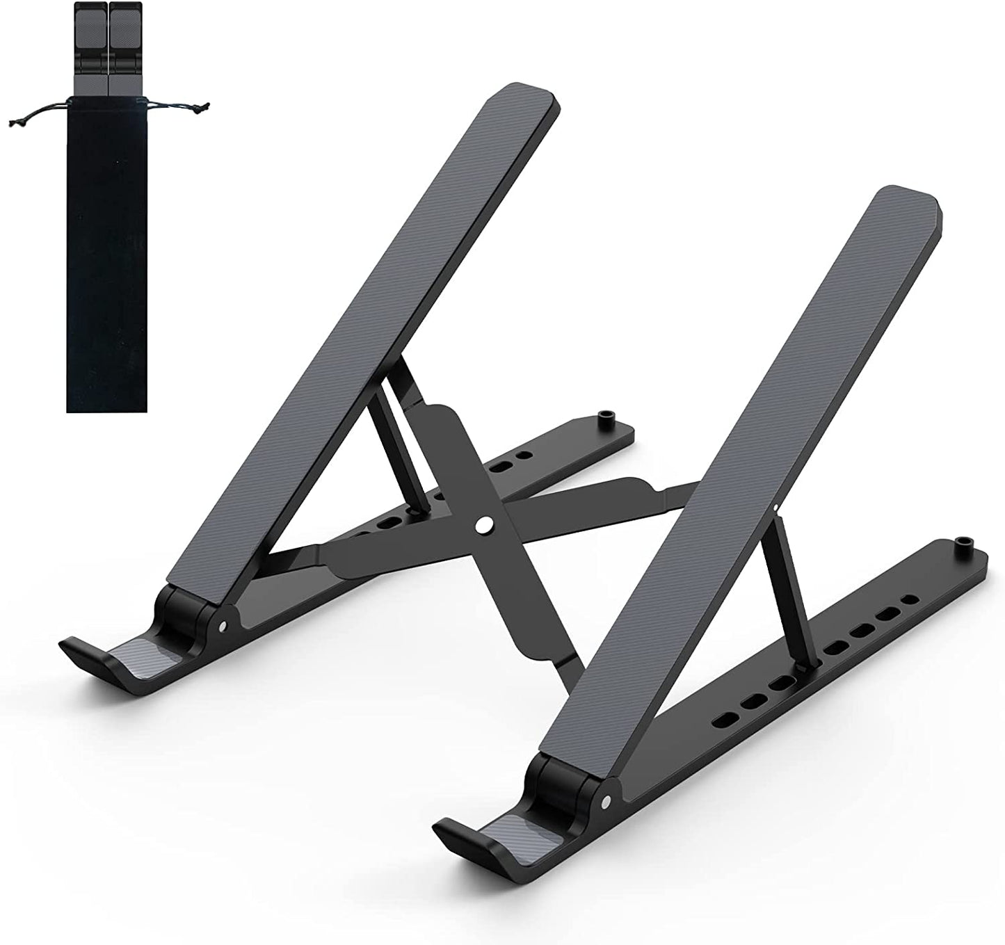 Adjustable Laptop Stand for Desk - Portable and Foldable Riser with Ventilation for 10-15.6” Laptops and Tablets - Black