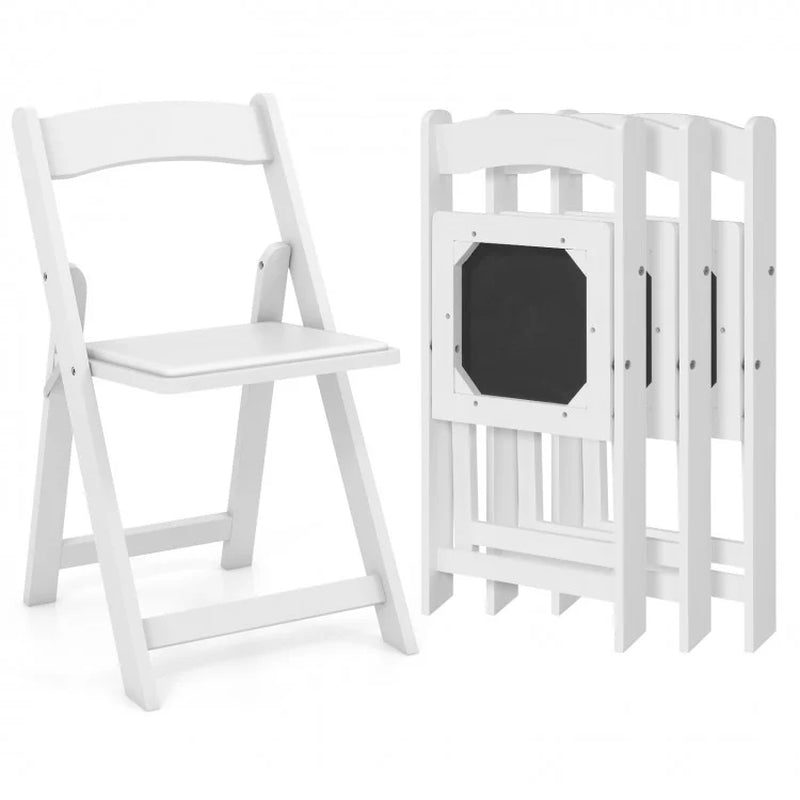 Set of 4 Foldable Dining Chairs with Rubberwood Legs and Cushioned Seats