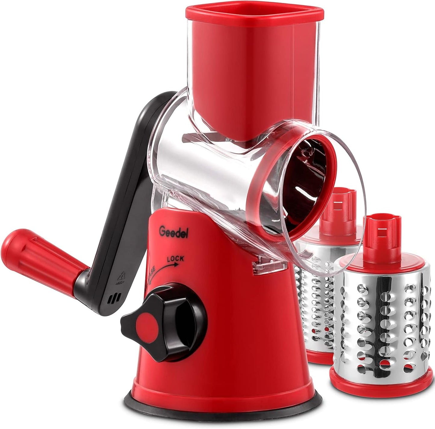 Rotary Mandoline Vegetable Slicer and Cheese Grater with Interchangeable Blades for Effortless Food Preparation