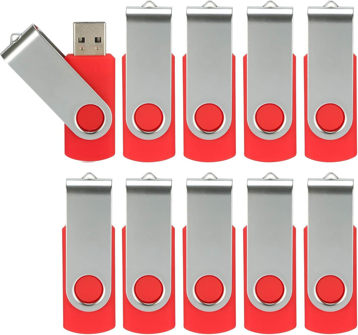 4GB USB Flash Drive 10-Pack, Bulk USB 2.0 Swivel Memory Sticks, Black