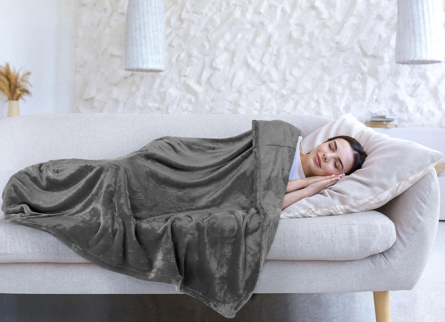 Queen Size Fleece Blanket (Grey, 90x90 Inch) - 300 GSM Anti-Static Microfiber - Lightweight, Cozy Blanket