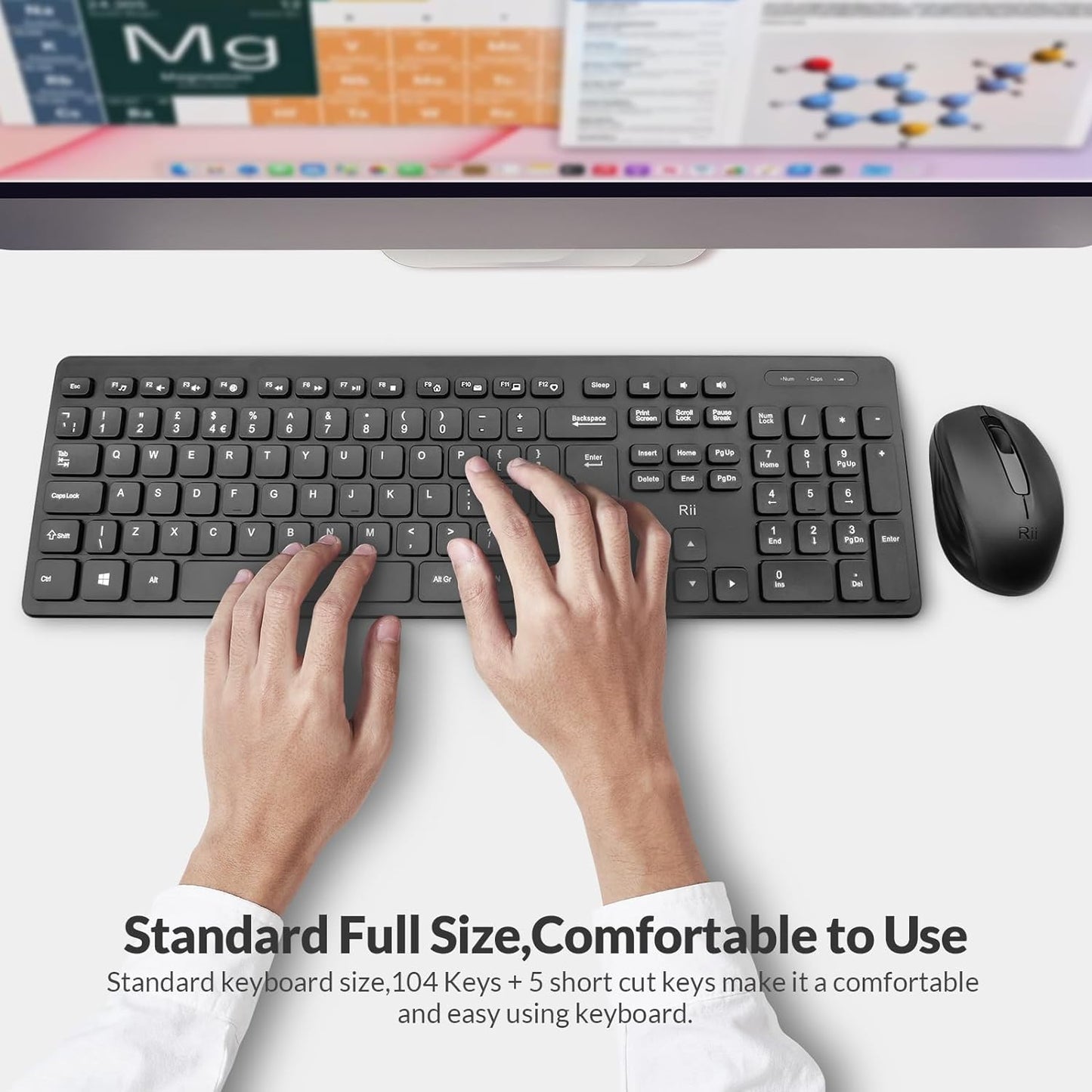 Wireless Keyboard and Mouse Combo - Quiet-Typing Standard Keyboard and Mouse Set for Office, Home, and Business Use