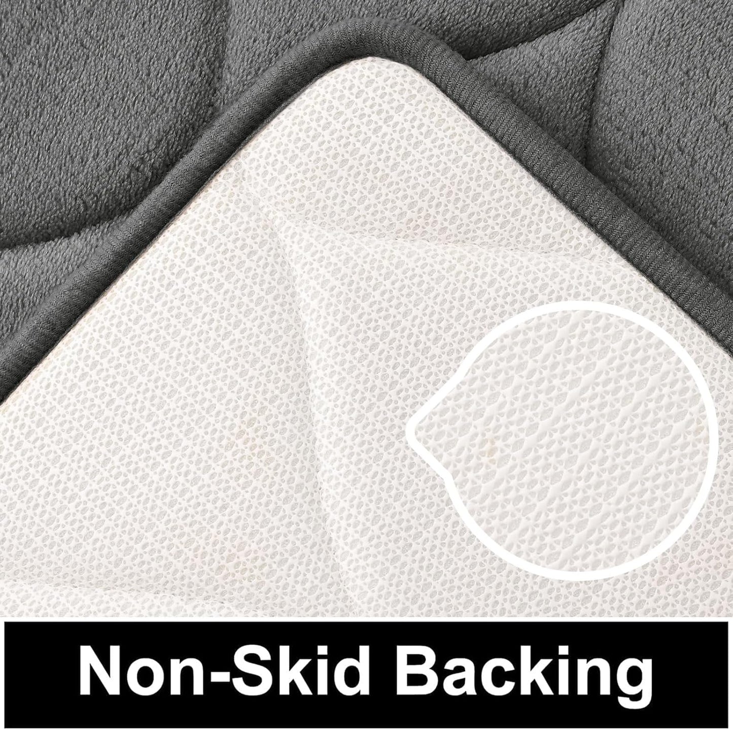 Memory Foam Bath Mats - Soft, Non-Slip, Water-Absorbent, Machine Washable Bathroom Rugs, 24" x 16", Dark Grey