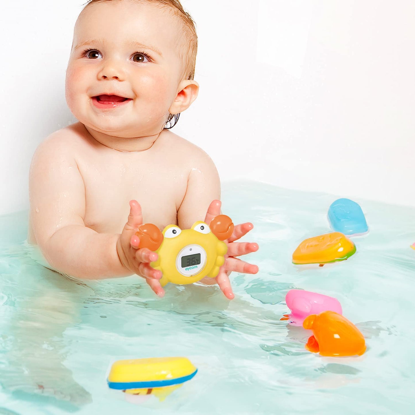 Digital Baby Bath Thermometer for Safety - Celsius Water, Room Temperature Monitor - LED Display, Floating Infant Bath Toy