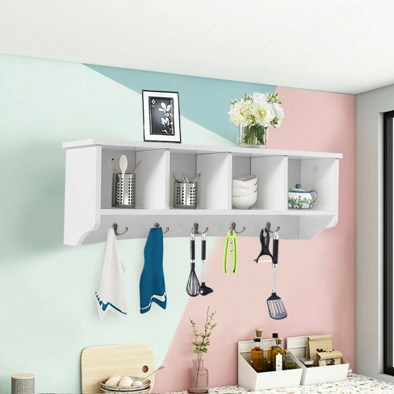 Wall-Mounted Entryway Shelf and Coat Rack Storage Solution