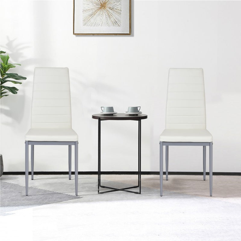 Set of 4 Elegant PVC Leather Dining Chairs with Sturdy Metal Legs