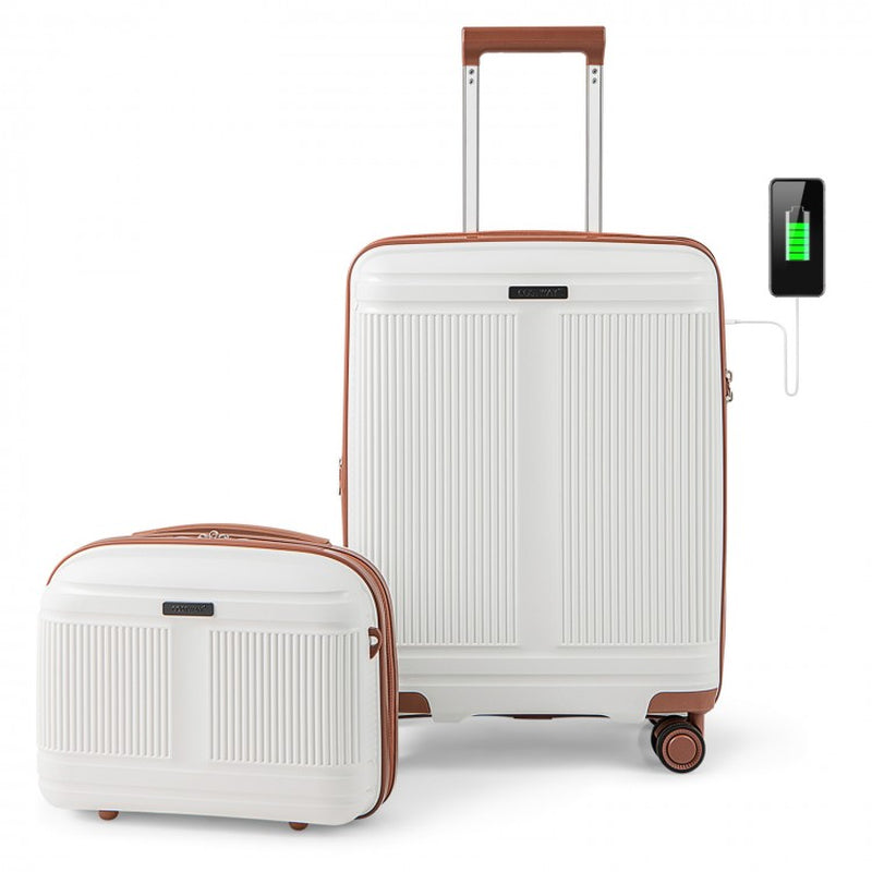 2-Piece Luggage Collection: 20-Inch Carry-On Suitcase and 14-Inch Cosmetic Case